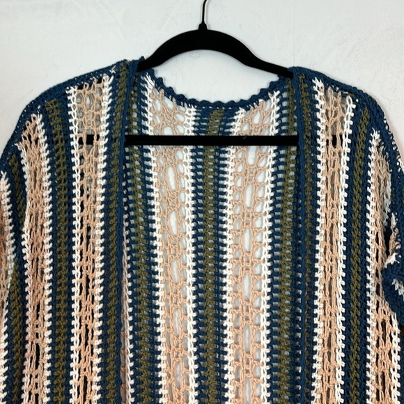 Women’s Crochet colorful long open front duster sweater large/extra large boho - Picture 4 of 9